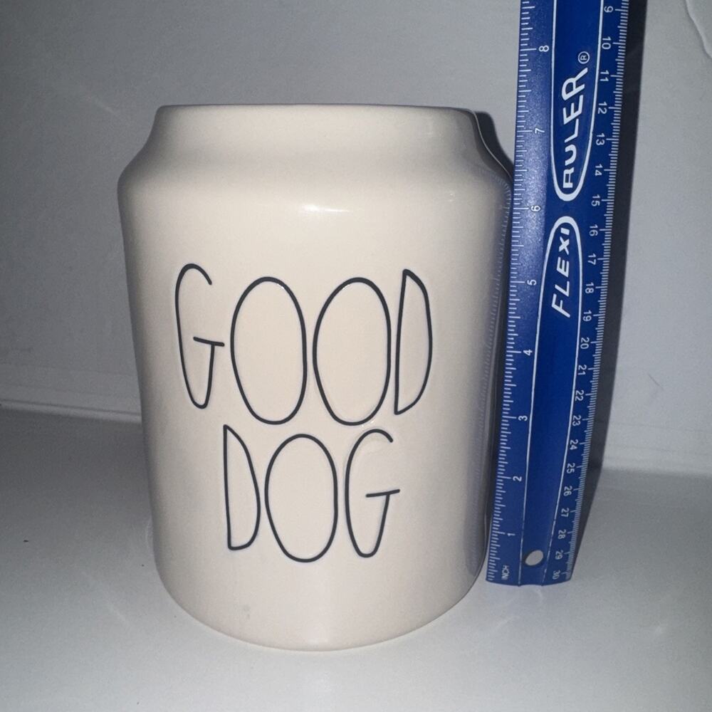 Rae Dunn Large "Good Dog" White Ceramic Canister 7.5 Inch Treat Puppy Container